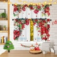 thumbnail image 6 of Christmas Poinsettia Curtain Valances 3 Piece Set Upper Curtain 52'''' Lx18'''' W & Lower Curtain 36'''' L X 26'''' W X2 Kitchen Windows Decor Red, 6 of 7