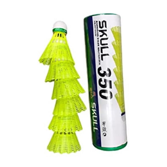 Morikus Skull 350 Volants de Badminton en Nylon Birdies, pour l'Entraînement, Coq Haute Vitesse avec Stable et Durable / Vert, Lot de 6