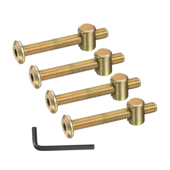 Uxcell 4 Set Bunk Bed Bolts and Nuts, M6x50mm Hex Drive Socket Cap Screws Nuts for Beds Headboards Chairs Furniture