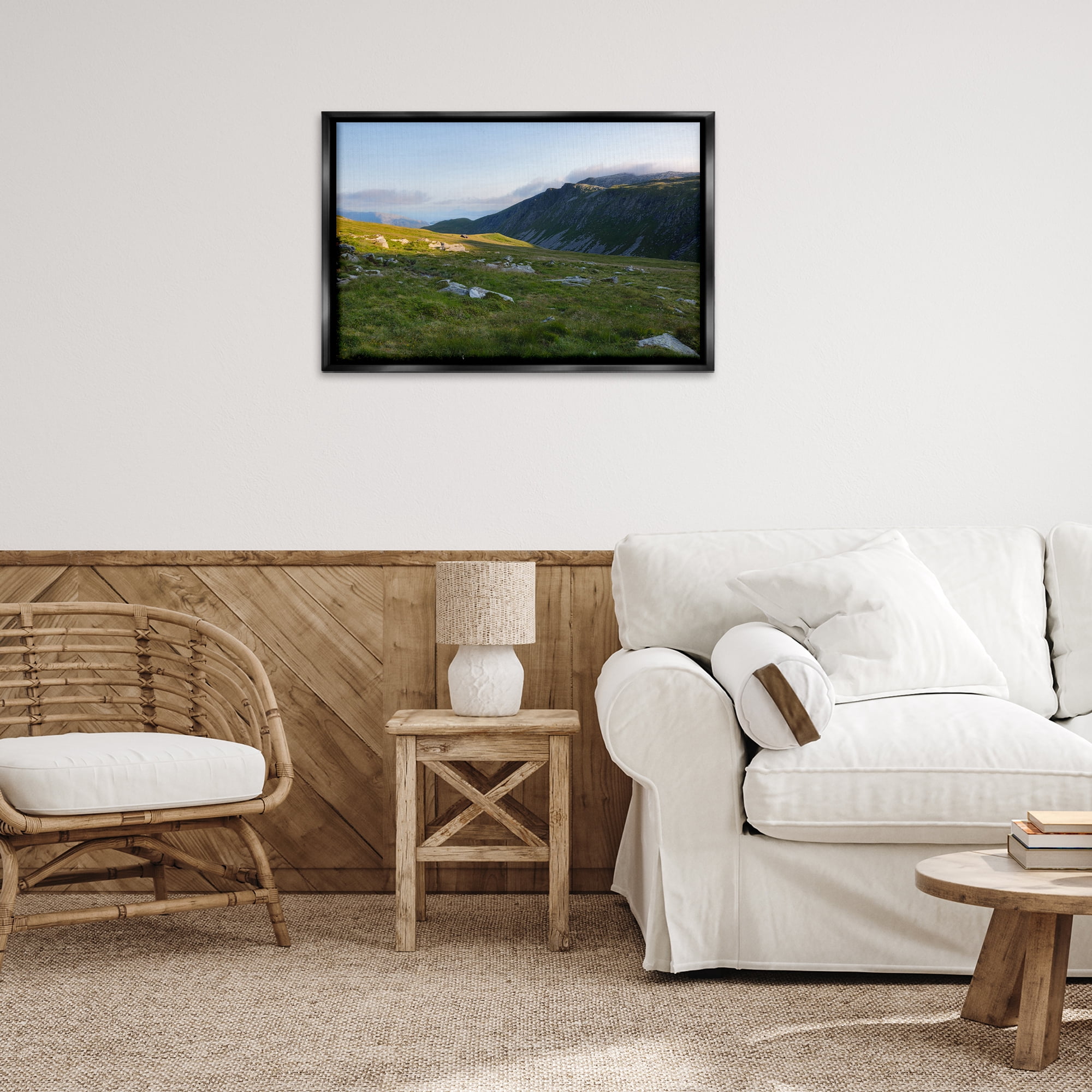 Stupell Industries Lush Rolling Cliffs Landscape & Nature Photography Black Floater Framed Canvas Art Print Wall Art, 31 x 21
