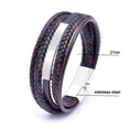 thumbnail image 2 of JO WISDOM Men's Magnetic Steel Strip Buckle Bracelet, Men's Woven Leather Cuff Bracelet, Leather Bracelet, Bohemian Cuff Bracelet, Handmade Spliced Bracelet, Multi layered Men's Bracelet, 2 of 4