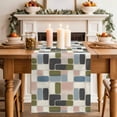 thumbnail image 4 of Watercolor Geometric Pattern Cotton Linen Table Runner for Dining Kitchen, Modern Minimalist Art Wedding Outdoor Party Tablerunners Decoration, Dresser Scarf Coffee Tablecloth Runners 13x60 Inches, 4 of 9