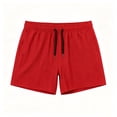 thumbnail image 5 of ClodeEU Women's High Waisted Drawstring Athletic Shorts, Elastic Waist Running Shorts with Pockets Red,Women's Plus S, 5 of 5