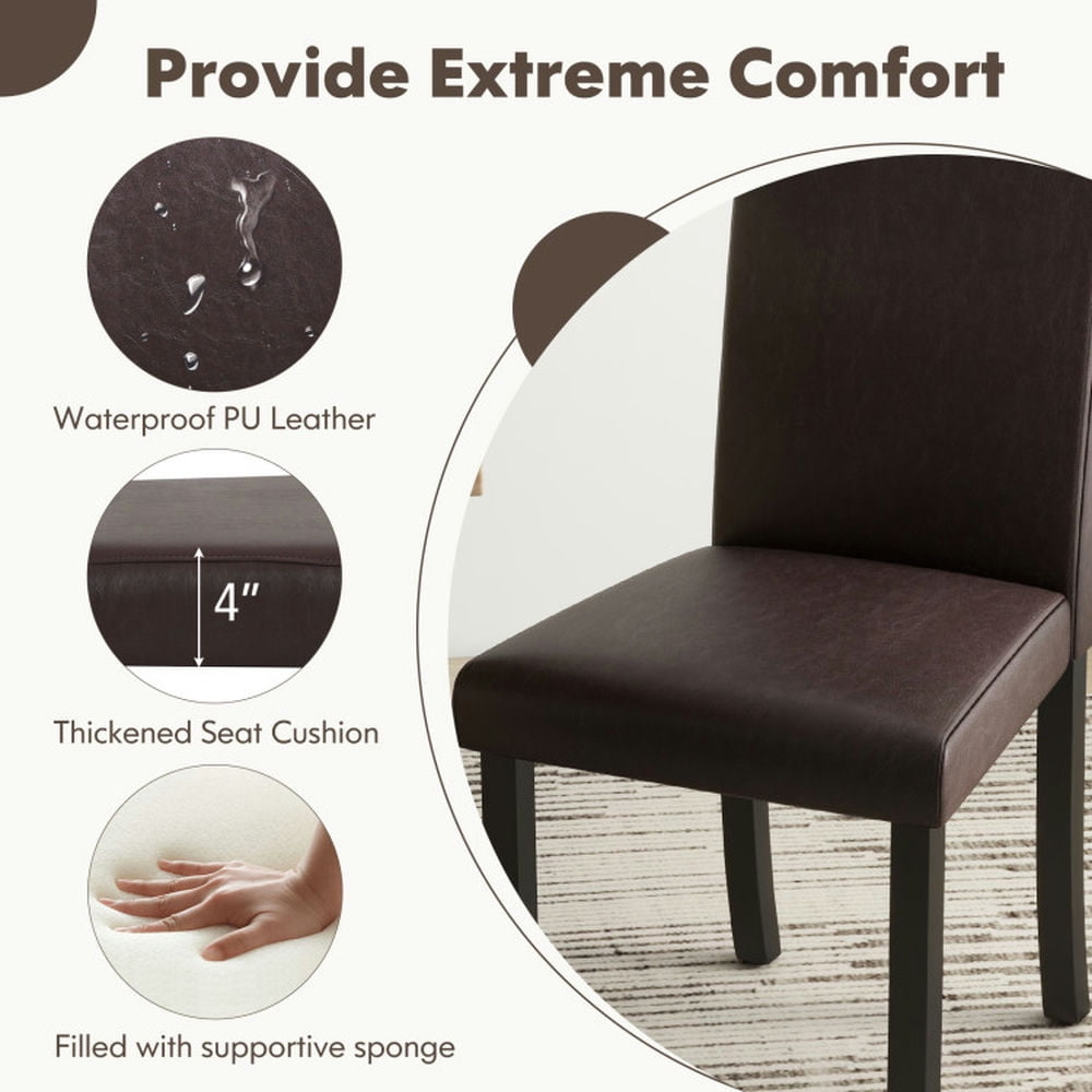 Demi Bonn Set of 4 Dining Chair Upholstered Kitchen Chairs with Wood Frame for Dining Room Living Room, Brown