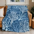 thumbnail image 4 of Dark Blue Coral Pattern Throw Blankets, Summer Coastal Ocean Soft Fleece Blanket Decorative for Home Sofa Couch Chair Living Bedroom, 30x40 Inches,, 4 of 8