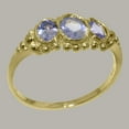 thumbnail image 2 of LBG British Made 9k Yellow Gold Natural Tanzanite Womens Anniversary Ring - 33 size options - Size 10, 2 of 6