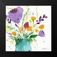 thumbnail image 2 of Golden, Sheila 20x20 Black Modern Framed Museum Art Print Titled - Teal Vase With Bright Flowers, 2 of 5