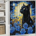 thumbnail image 6 of Patifu Cute Cat Roses Full Moon Shower Curtain for Bathroom Decoration 100% Polyester Washable Shower Curtain with Hooks 36"x72, 6 of 7