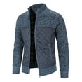 thumbnail image 4 of UTTOASFAY Mens Zip Up Knitted Cardigan Thick Sweater Stand Collar Fleece Lined Warm Navy 14(XXXL), 4 of 8