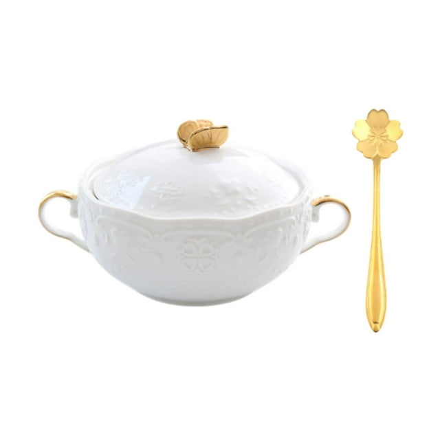 Tazón para servir sopa de cerámica, ensalada de cerámica con asas, tazón de helado de 98 , tazón de sopa de cebolla francesa para estofado de carne mango de cubierta dorada