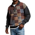 thumbnail image 1 of Nokdvo Chandails en Molleton pour Hommes Légers à Col Rabattu Boutons Color Block Automne Hiver Décontracté Col Rabattu Manches Longues Chandail-Over, Café 4TG, 1 of 4