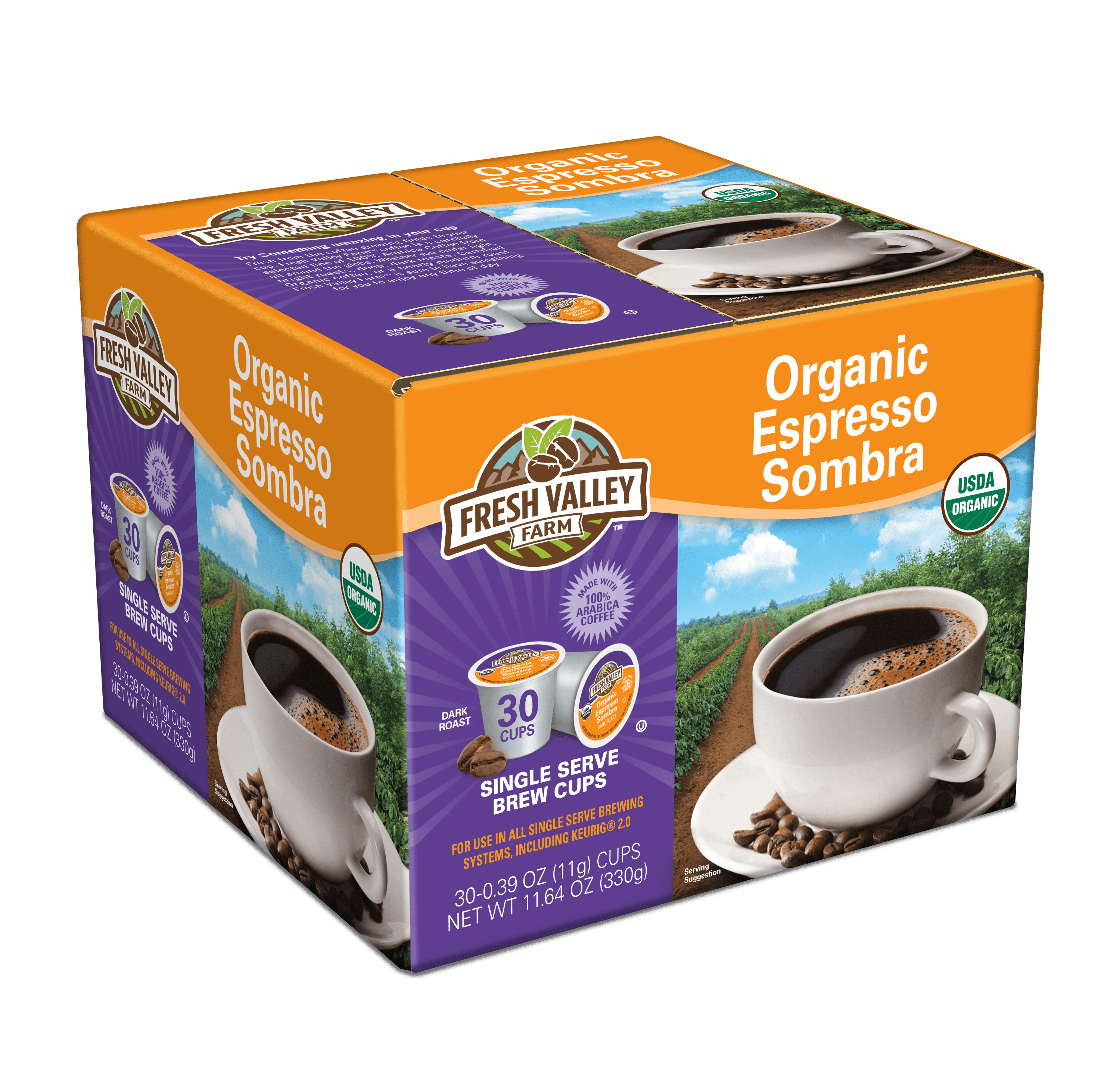 Fresh Valley Farm Espresso Sombra Organic 100 Organic Single Serve