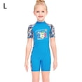 thumbnail image 2 of Buceo vela chicas traje de neopreno protección uv protección niños manga corta redondo cuello redondo cremallera traje de baño traje de baño Rash Guard Shorty Steet Blue L Kearding OD003665-11, 2 of 7