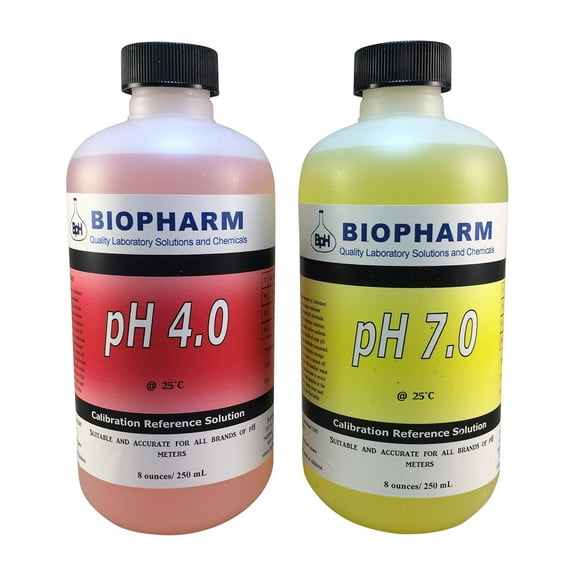 pH Buffer Calibration Kit 2-Pack — 250 mL (8.4 fl oz) Bottle of Each: pH 4.00 and pH 7.00 | Color Coded