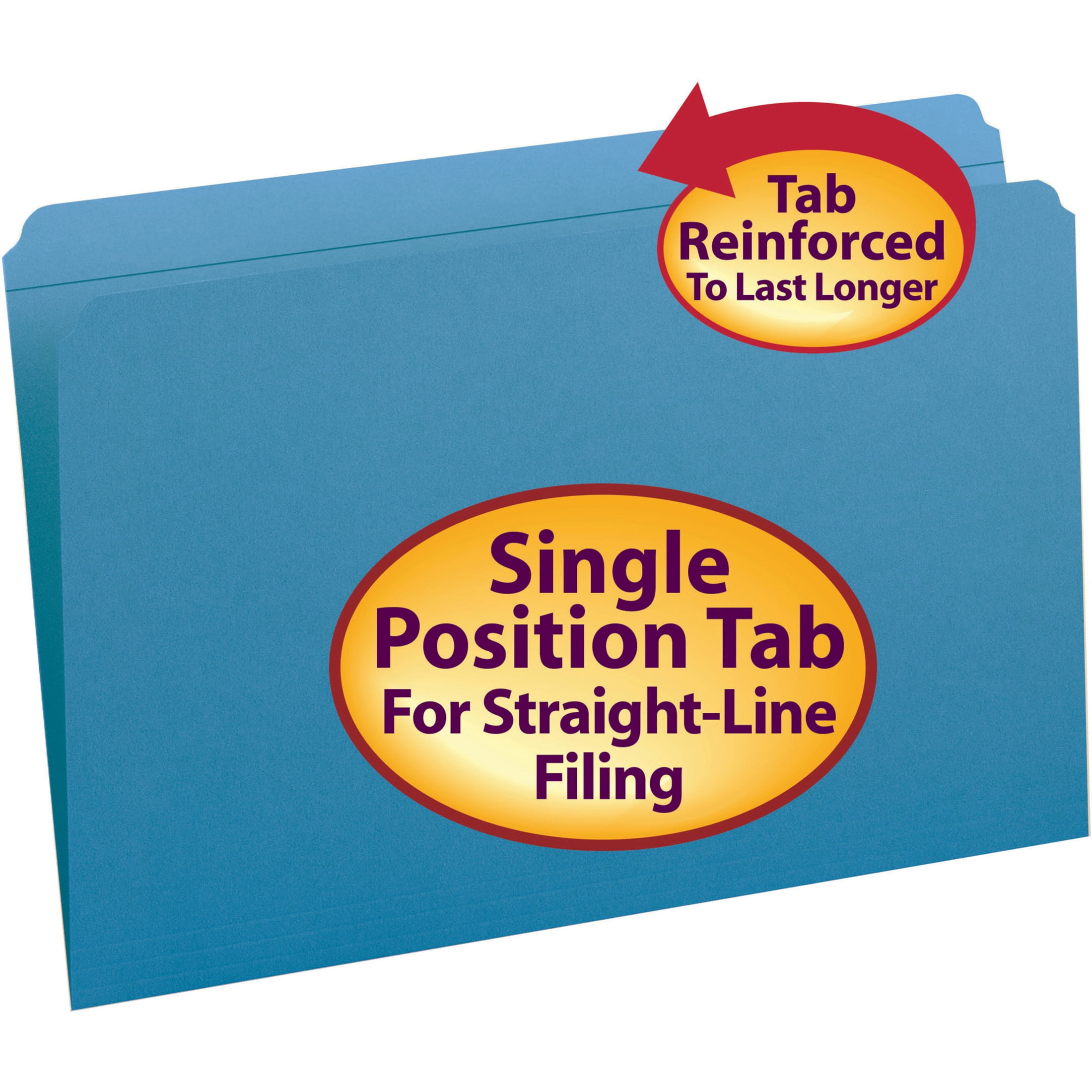 Smead, SMD17010, File Folders with Reinforced Tab, 100 / Box, Blue