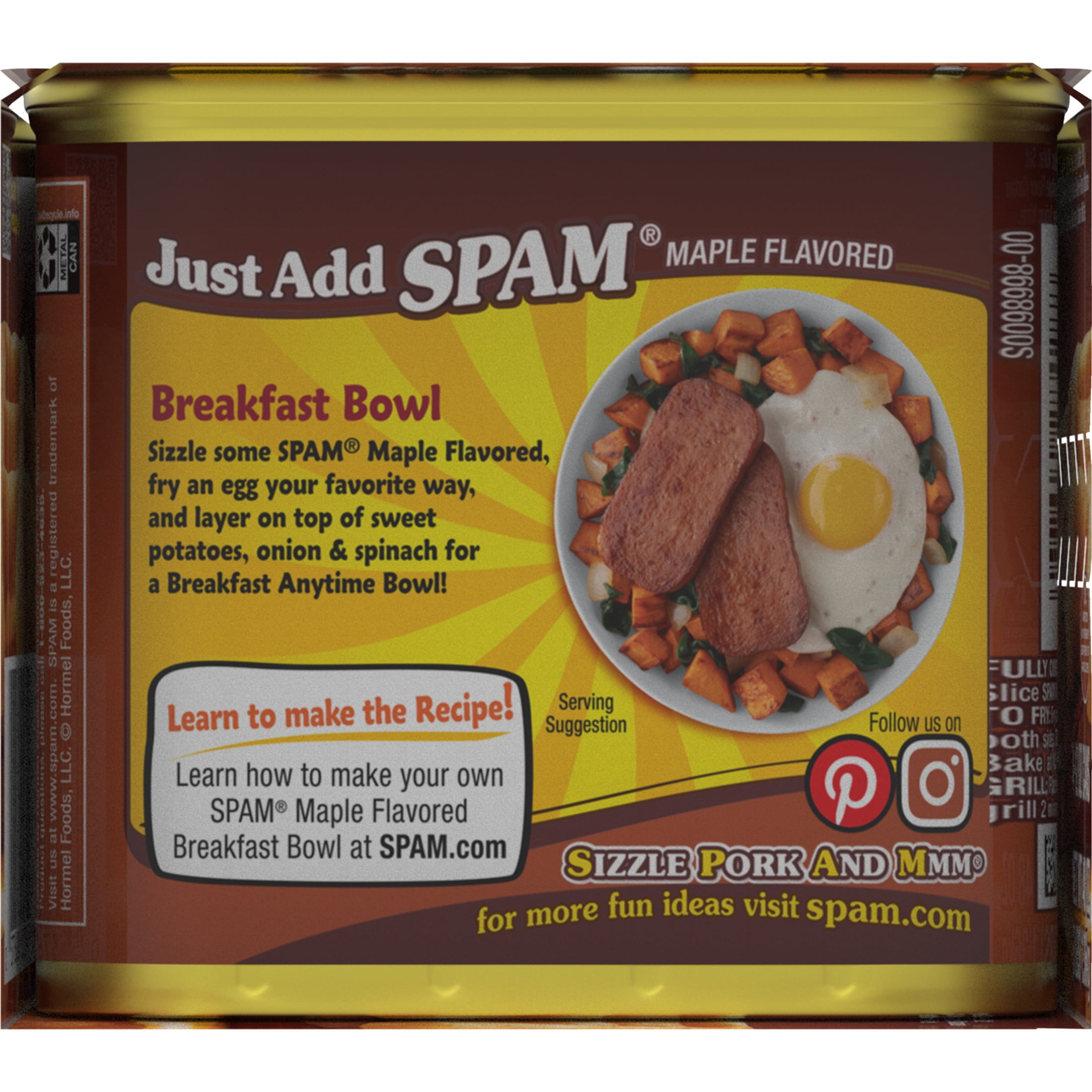 (2 pack) SPAM Maple Flavored Canned Ham, 12 oz Aluminum Can (4-Pack)
