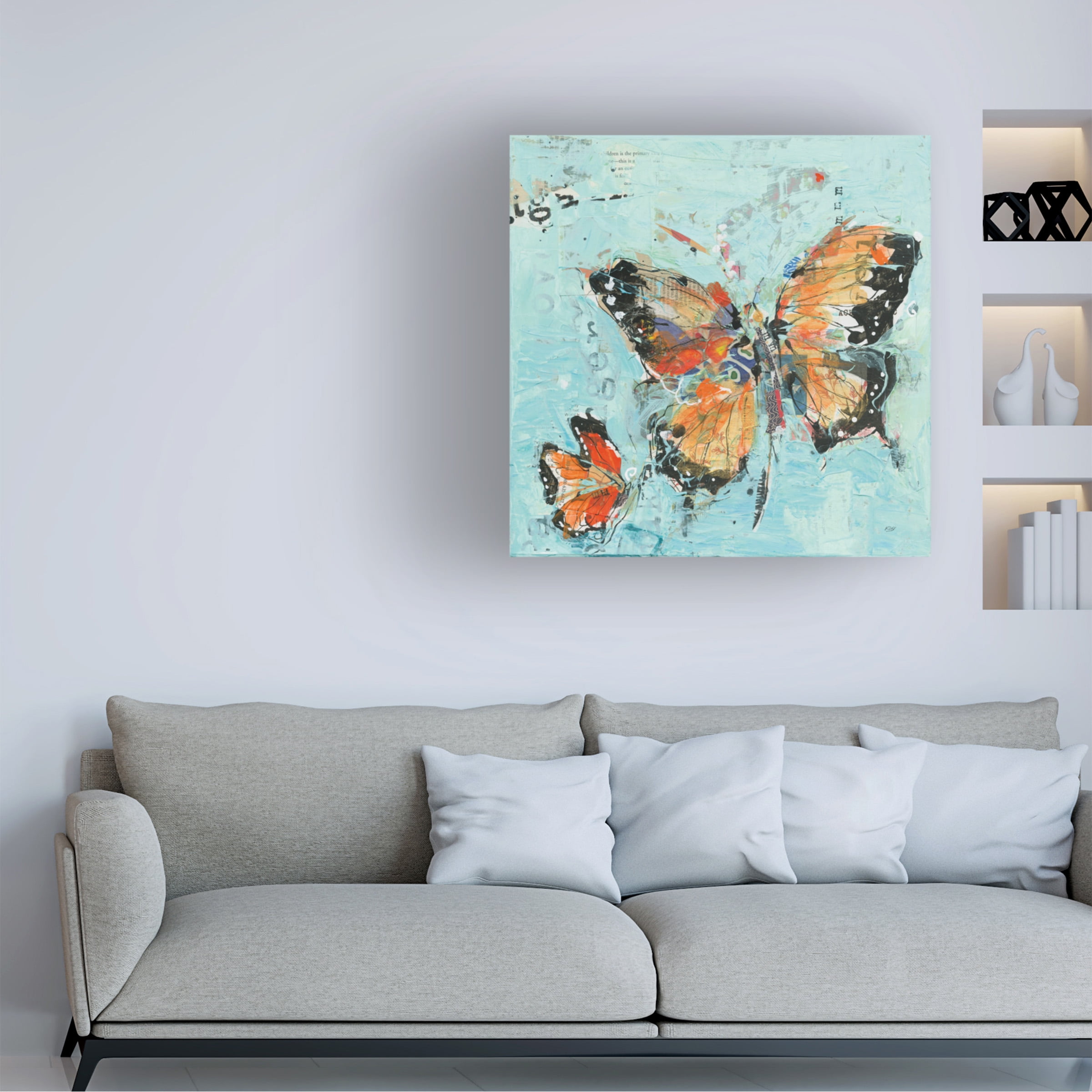 Kellie Day 'Monarch II Light Blue' Canvas Art