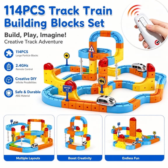 Doulami Electric Train Set for Kids, 147PCS Gravity-Defying 3D Racing Track Sets with Electric Train, Traffic Signs, STEM Train Toys Birthday Gifts for Boys and Girls Age 3 Years Old