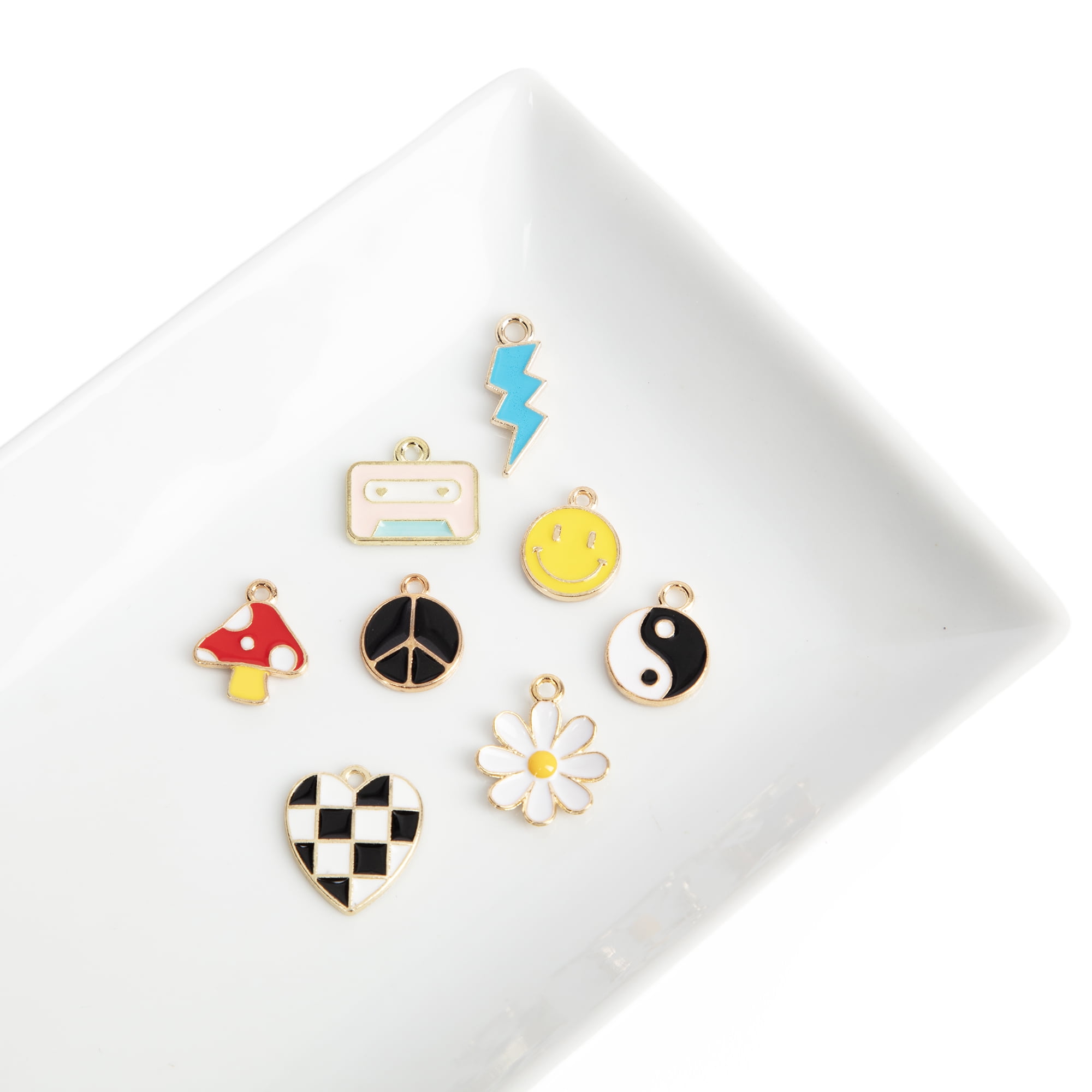 Cousin DIY Enameled Gold Metal Y2K Charms, 8 Piece, Multicolor, Unisex, Adult, Model 69995797
