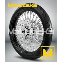 21X3.5 52 Fat Spoke Wheel for Harley Touring Bagger fits 2008-PRESENT Models (NO/ABS) (BLACK RIM/HUB & BLACK Wall Tire)