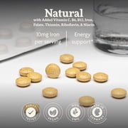 Floradix Iron Tablets - Iron Supplement with B Vitamins, Folic Acid, Vitamin C & More - Energy Support - Vegetarian & Gluten-Free - 80 Tablets (80 Servings)