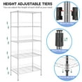 thumbnail image 4 of 5-Tier Wire Shelving Unit Metal Shelf Adjustable Storage Shelves Shelving Unit Without Wheels for Restaurant Garage Pantry Kitchen Garage, Chrome, 4 of 7