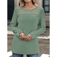 thumbnail image 6 of Long Sleeve Women's Tops Spring Summer Outfits Dressy Casual Blouses Lace Trendy Waffle Knit Shirts Green XL, 6 of 8