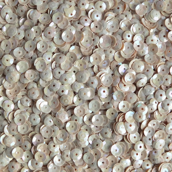 Cream Beige Cup Sequins 6mm Opaque Rainbow Iris Made in USA