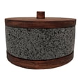 thumbnail image 1 of Molcajete Wood Planks MX Calli de piedra volcánica con base y tapa de parota, 1 of 4