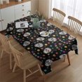 thumbnail image 2 of Black Festive Skull Pattern Rectangle Tablecloth 60"x84",Waterproof Polyester Rectangle Table Cloth, Wipeable Spillproof Polyester Tablecloth for Dining, Camping, Indoor and Outdoor, 2 of 5