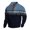 thumbnail image 2 of Men's Flag Print Stand Collar Sweatshirt with 3 Buttons, Outdoor Casual Button Front Pullover for Spring Fall,Dark Blue,3XL, 2 of 6