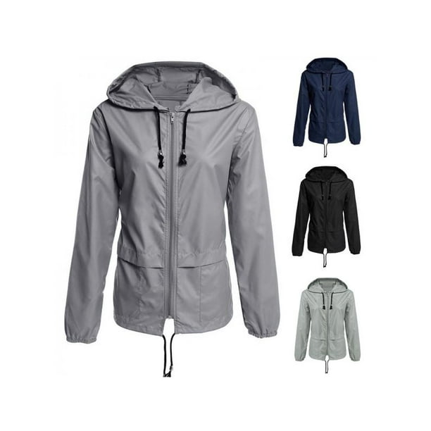 Womens Waterproof Raincoat Ladies Outdoor Wind Rain Forest Jacket Coat Plus Size