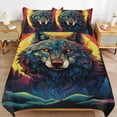 thumbnail image 2 of Colorful Lone Wolf Bedding Sets Twin Duvet Cover 3 Piece Cute Bed Set for Boys Girls Kid, 2 of 6
