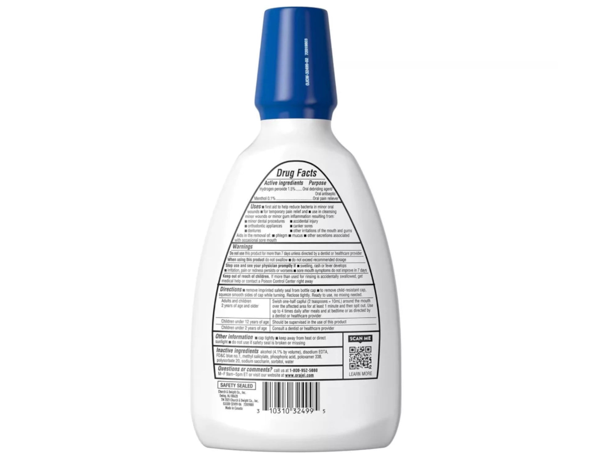 Orajel Antiseptic Mouth Sore Rinse 16 oz (Pack of 3)