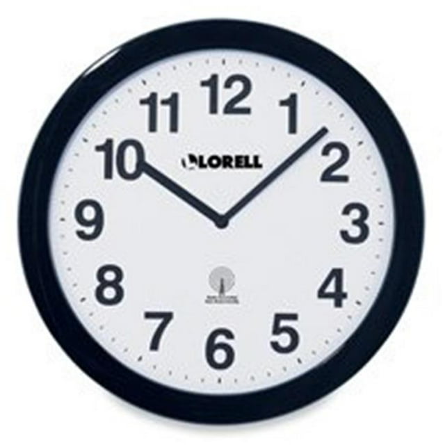 Lorell LLR60997 Wall Clock- 12in.- Arabic Numerals- White Dial-Black Frame