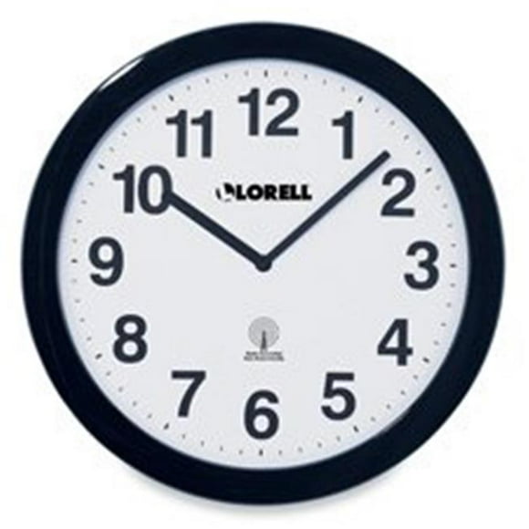 Lorell LLR60997 Horloge Murale- 12in.- Chiffres Arabes- Cadran Blanc-Cadre Noir