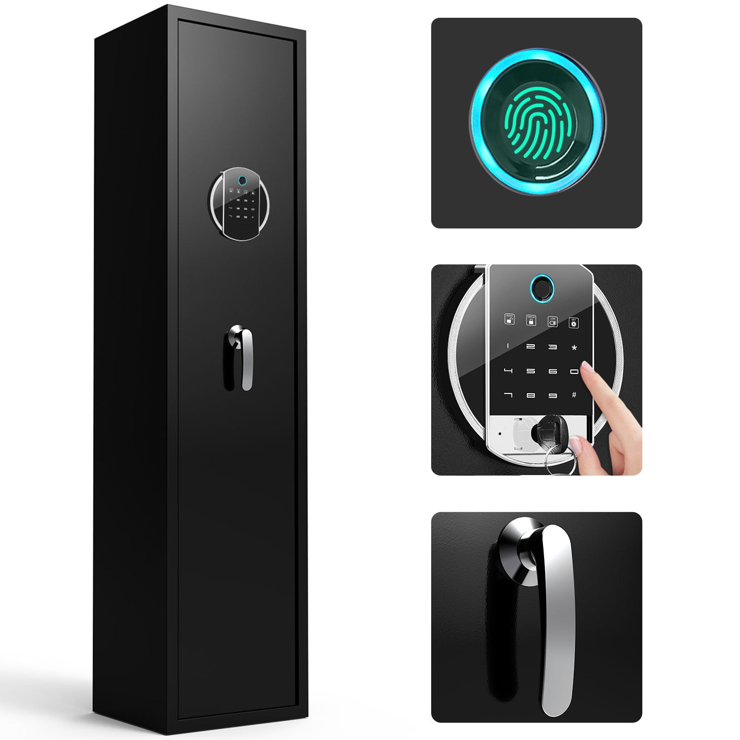Large Capacity Quick Access Fingerprint Gun Safe 4-5 Gun Biometric Metal Rifle Gun Security Cabinet Safe Locker