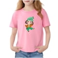 thumbnail image 2 of Blusas y camisas de manga corta con cuello redondo para niños Camiseta de verano de manga corta estampada para niñas Jersey elegante de cuello redondo para niñas Top de algodón para niños, 2 of 6