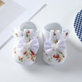 thumbnail image 6 of XIMIN Toddler Baby Girls Soft-Soled Shoes Infant Walkers Anti-Slip Shoes Cartoon Strawberry Graphic Print Bow Princess Lightweight Shoes (6-12 Months, White), 6 of 8