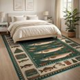 thumbnail image 3 of ODIKA 8'x10' Washable Area Rug Fish Vintage Fishing Trout Bass Canned Bathroom Doormat Lure for Dining Room, Large Office, Lounge, Non-Slip Chair-Friendly Mat, 3 of 7