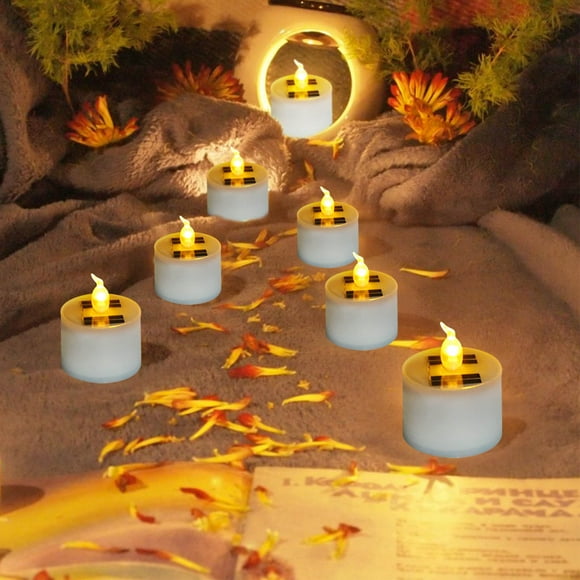 Solar Tea Light, Waterproof Flameless Tea Lights Plastic 100mAh for Garden