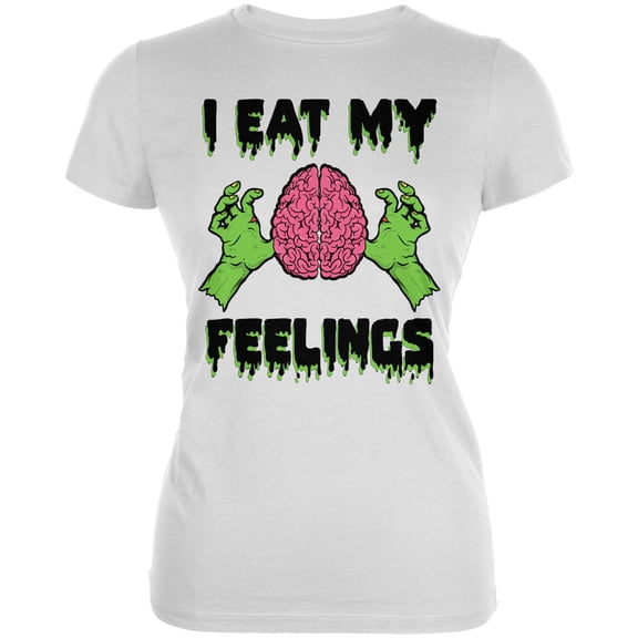 Halloween I Eat My Feelings Zombie Brain Women's Juniors Soft T Shirt