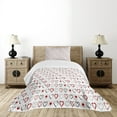 thumbnail image 4 of Ambesonne Love Quilted Bedspread Set 2 Pcs, Doodle Hipster Romance, Twin Size, Ruby Black White, 4 of 5