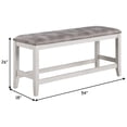 thumbnail image 5 of Jay 54 Inch Fabric Upholstered Counter Height Bench, White, 5 of 5