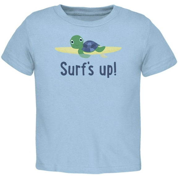 Sea Turtle Surf's Up Summer Cute Toddler T Shirt Light Blue 2T