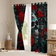 thumbnail image 4 of Homewish Anniversary Red Rose Black Out Curtains, Skeleton Skull Curtains Pack of 2 (42x63 Each), Gothic Romantic Theme Bedroom Curtains, Blackout Curtains Room Decor, 4 of 7