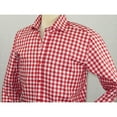thumbnail image 4 of Men Oscar Banks All Cotton Shirt English Spread Collar Plaid Checker 5949 Red, 4 of 5