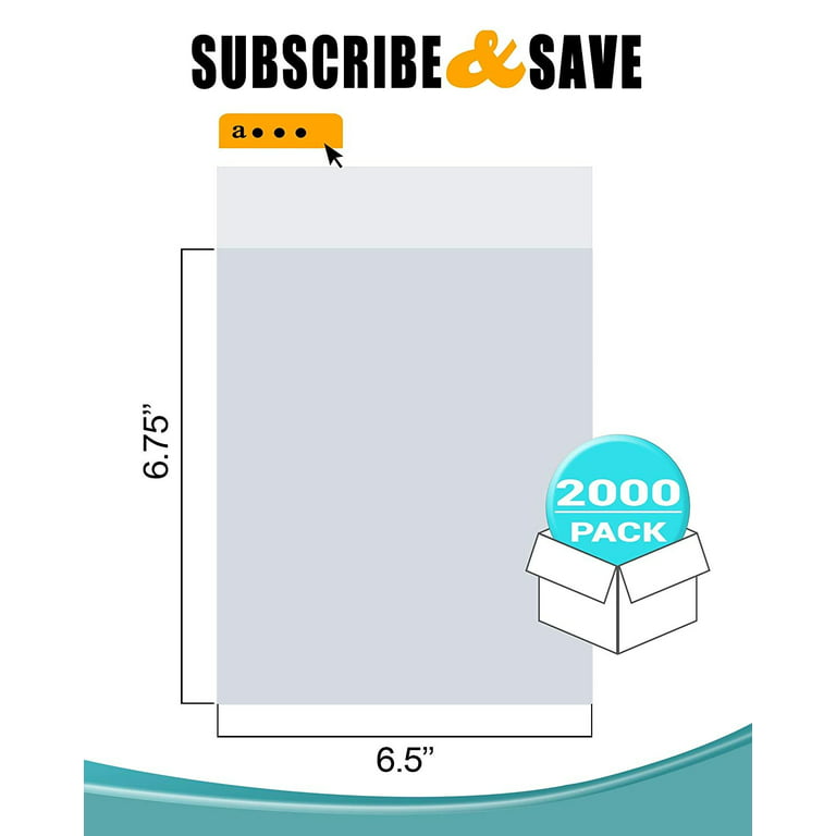 PUREVACY Fold Top Plastic Sandwich Bags 6.5 x 7 Inches. Pack of 2000 Clear  Plastic Sandwich Baggies with Flip-Top Closure, 0.5 Mil Thick Polyethylene