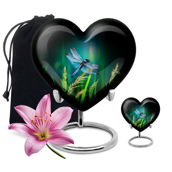 SABURIAL Dragonfly Urn - Large Cremation Urn For Human Ashes Adult Female Mom - Small Funeral Urns For Ashes Adult Male - Combo Of 8 Inch & 3 Inch
