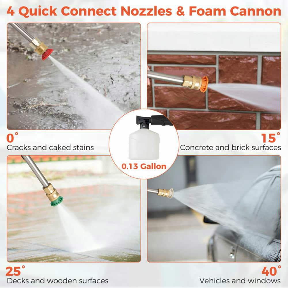 Spaco 2150 PSI 1.2GPM Electric Pressure Washer, Pressure Washer with 4 Quick Connect Nozzles and Foam Cannon, Orange